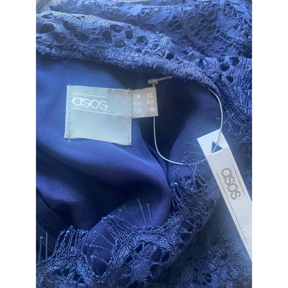 ASOS NAVY LACE MIDI DRESS SIZE US 8 NWT - Picture 7 of 7
